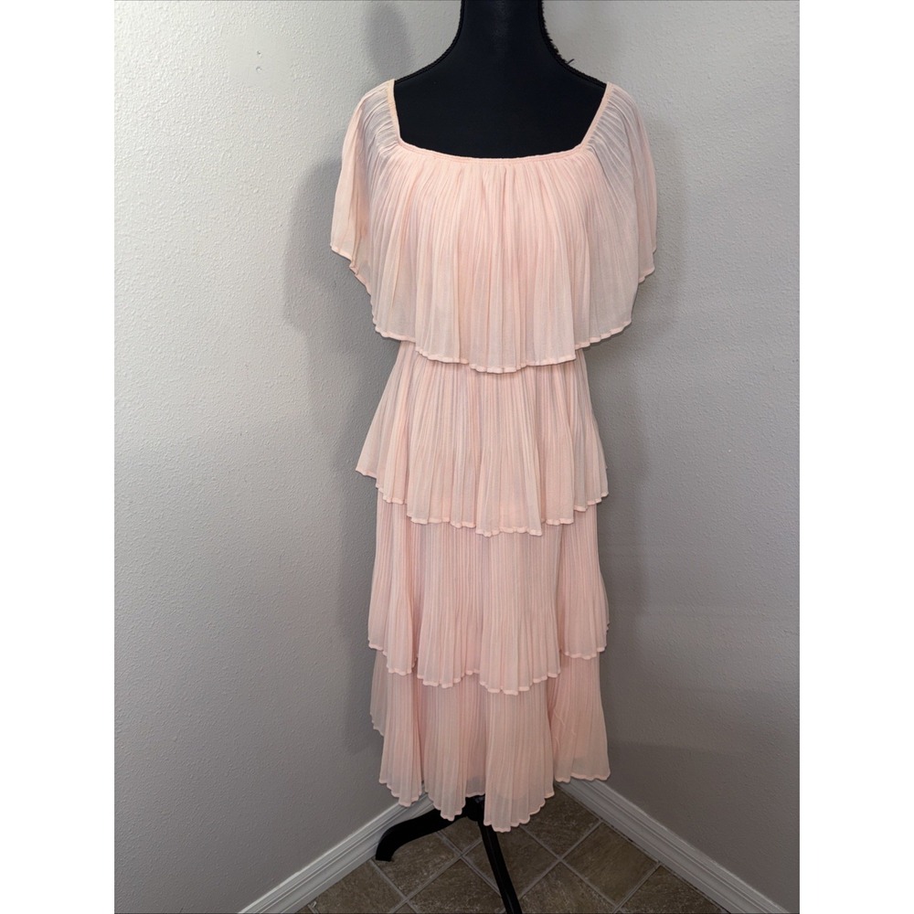 Just Me Lined Dress Women's Small Pink Tiered Flapper Cocktail Party‎ Classic